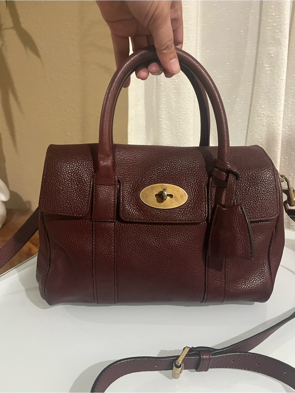 MULBERRY SMALL BURGUNDY BAYSWATER SATCHEL CROSSBODY BAG - Picture 14 of 14